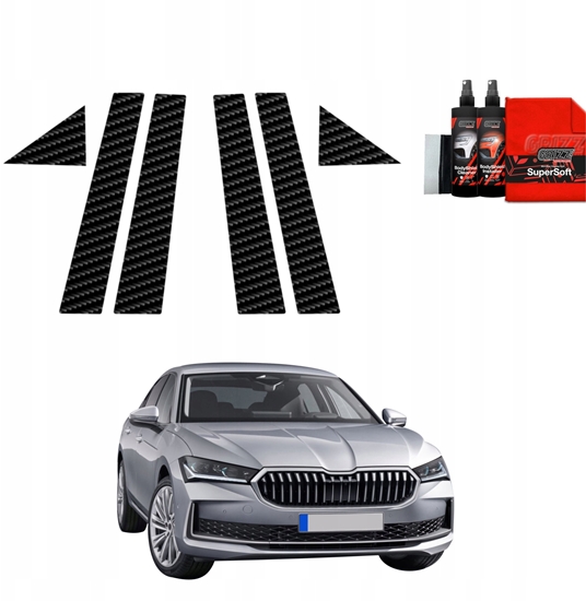 Изображение GrizzGlass Folia karbonowa na supki GrizzGlass BodyShield do Skoda Superb 4 Liftback (2024-2025) [6w1]