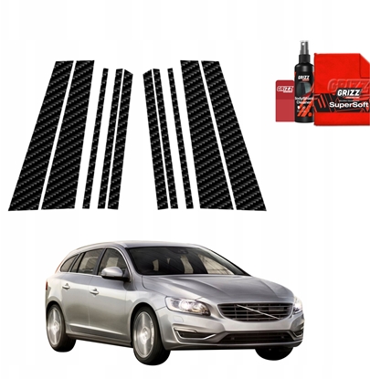 Изображение GrizzGlass Folia karbonowa na supki GrizzGlass BodyShield do Volvo V60 Kombi (2011-2018) [10w1]