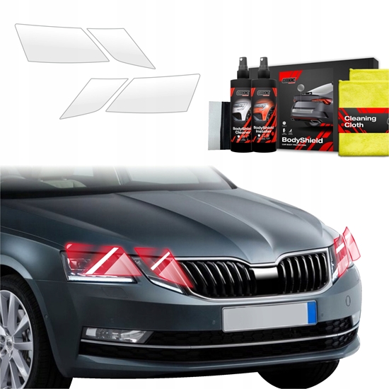Изображение GrizzGlass Folia ochronna na lampy GrizzGlass BodyShield do Skoda Octavia 3 (2017-2020) [4w1]