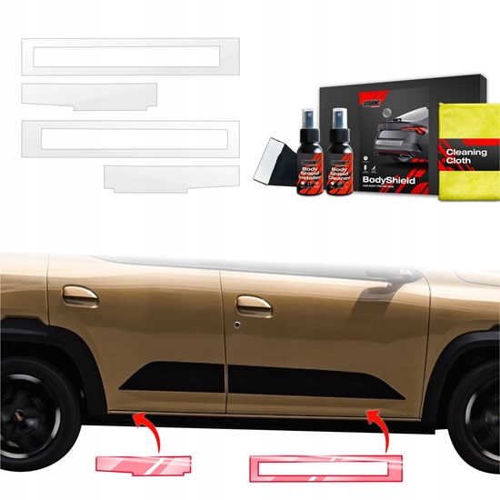 Picture of GrizzGlass Folia ochronna na progi GrizzGlass BodyShield do Dacia Spring (2024-2025) [4w1]
