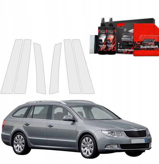 Изображение GrizzGlass Folia ochronna na supki GrizzGlass BodyShield do Skoda Superb 2 Kombi (2009-2013) [6w1]