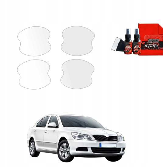Изображение GrizzGlass Folia ochronna pod klamki GrizzGlass BodyShield do Skoda Octavia 2 Sedan Facelifting (2008-2013) [4w1]