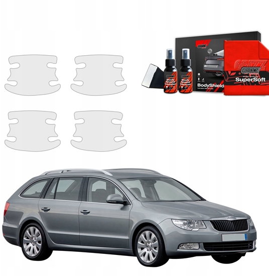 Изображение GrizzGlass Folia ochronna pod klamki GrizzGlass BodyShield do Skoda Superb 2 Kombi (2009-2013) [4w1]