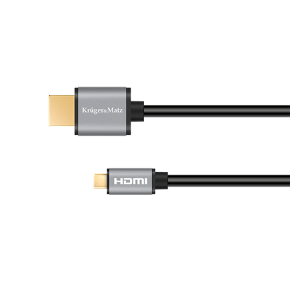 Attēls no HDMI 2.0 – Micro HDMI kabelis 180cm, 4K 60Hz, HDR, 3D, 18Gbps, HDCP 2.2 – Kruger & Matz