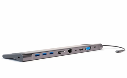 Attēls no HUB USB 4smarts Podstawka pod laptopa HUB 11w1 HDMI/VGA/2xUSB-C/3xUSB-A/RJ45/SD/MMC/MicroSD/TF/AUX