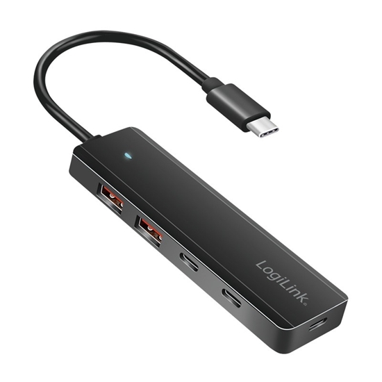 Picture of Hub USB-C, 4-porty 2x USB-A,2xUSB-C, czarny 
