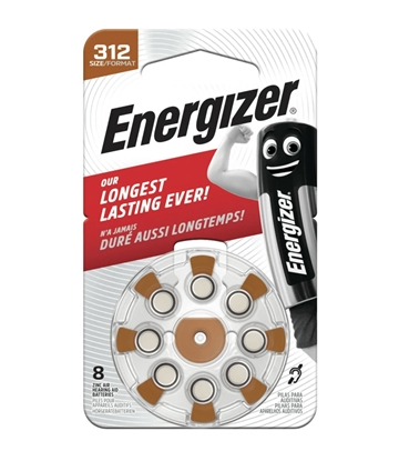 Изображение Izmērs 312 baterijas 1.45V Energizer Zn-Air PR41 iepakojumā 8 gb.