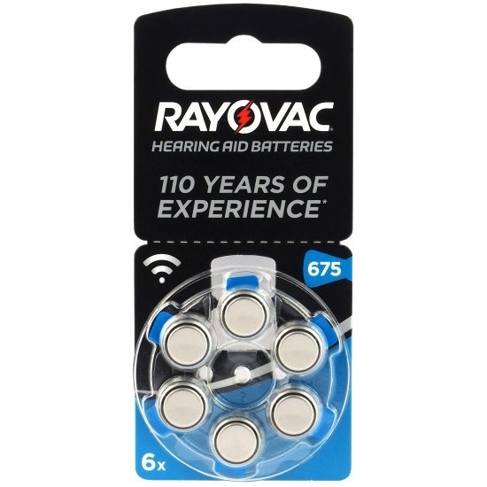 Изображение Izmērs 675, Dzirdes Aparāta Baterija, 1.45V Rayovac Special Zn-Air PR44 iepakojumā 6 gb.