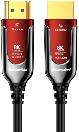 Изображение Kabel PremiumCord PREMIUMCORD Ultra High Speed HDMI 2.1 optyczny kabel wiatowodowy 8K@60Hz, zocone 5m