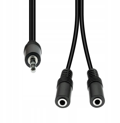Picture of Kabel ProXtend Mini-Jack 3-Pin to 2x 2-Pin Cable M-F Black 20cm