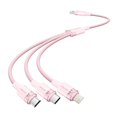 Изображение Kabel USB 2.0 A do 3w1 3A Vention CTPPG 1.5M (róowy)