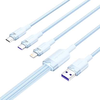 Изображение Kabel USB 2.0 A do 3w1 6A Vention CTRLG 1.5M (niebieski)