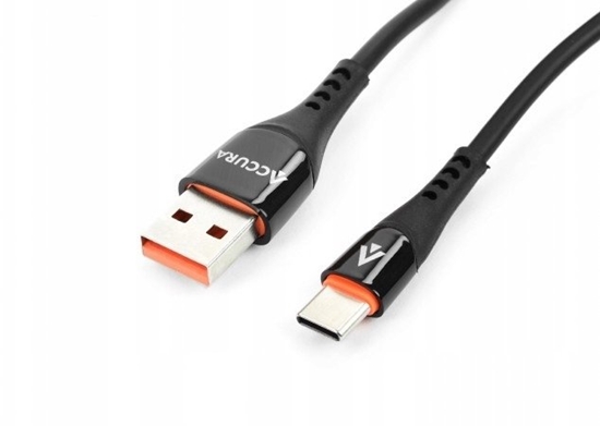 Picture of Kabel USB Accura USB-A - USB-C 2.0m gumowy 5V/2A czarny