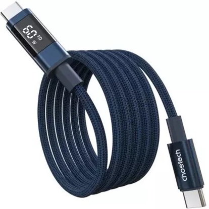 Изображение Kabel USB Choetech PD60W USB-C to USB-C Digital Display 1.2m Nylon Cable - blue