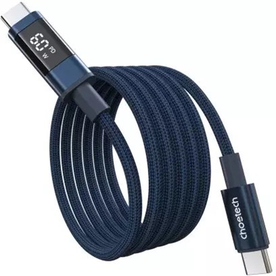 Picture of Kabel USB Choetech PD60W USB-C to USB-C Digital Display 1.2m Nylon Cable - blue