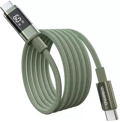 Изображение Kabel USB Choetech PD60W USB-C to USB-C Digital Display 1.2m Nylon Cable - green