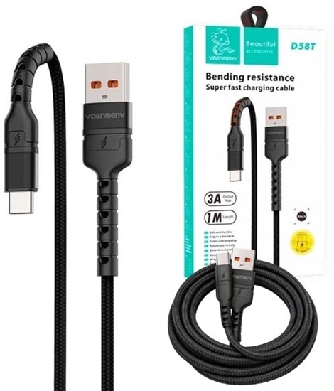 Picture of Kabel USB Denmen kabel wzmacniany USB - Typ-C 3A 1m oplot D058T