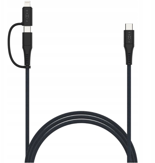 Picture of Kabel USB Fixed USB-C - USB-C + Lightning 2 m Czarny (FIXDB-CCL2-GR)