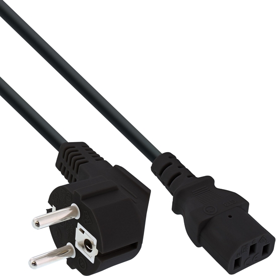 Picture of Kabel zasilajcy InLine Power cable ktowy czarny wtyk ochronny H05VV-F 3x0.75mm² 0,5m