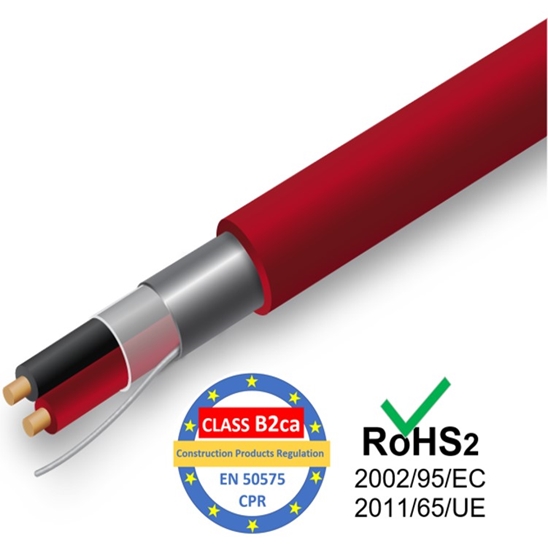 Изображение Kabelis ugunsdrošības sistēmām PRO BASE - 1x2x1.50, sarkans,100m , CPR class-  B2ca