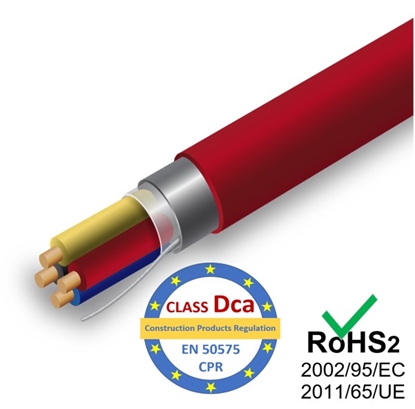 Изображение Kabelis ugunsdrošības sistēmām PRO BASE - 2x2x0.8, sarkans,LSZH, Dca,100m