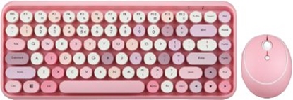 Picture of Klawiatura + mysz Perixx Perixx PERIDUO-713 DE, Mini Keyboard and Mouse Set, Retro Vintage Design, pink