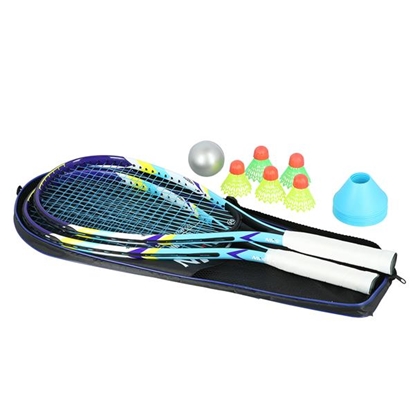 Изображение Komplekts NRS005 CROSSMINTON SET 2 ROCKETS SHUTTLECOCKS MARKERS BALL COVER NILS