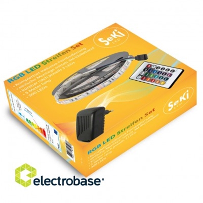 Изображение Krāsainas RGB 300LEDs 12V LED Lentas komplekts ar pulti un vadības bloku. 5 metri