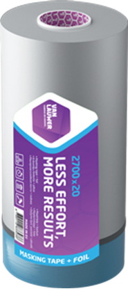 Attēls no Krāsotāju līmlente ar aizsargplēvi, 1800mm x 20m, caurspīdīga