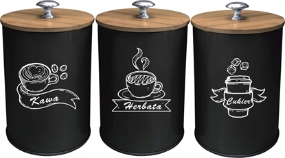 Attēls no KRISBERG Komplet 3 pojemników kawa herbata cukier 15x11cm KRISBERG KS-2705 (napisy PL)