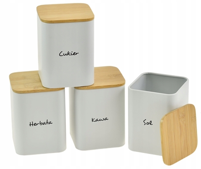 Attēls no KRISBERG Komplet 4 pojemników kawa herbata cukier sól 13.5x9.5cm KRISBERG KS-2713 (napisy PL)