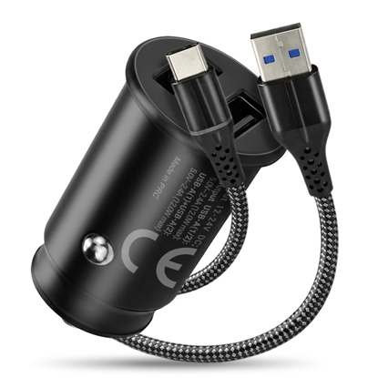 Attēls no Ładowarka samochodowa CC-25C 2XUSB 12W + kabel USB-C 