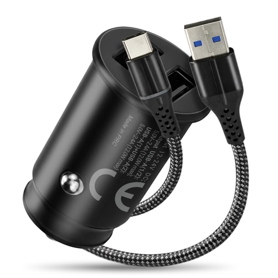 Изображение Ładowarka samochodowa CC-25C 2XUSB 12W + kabel USB-C 