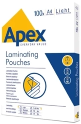 Attēls no Laminēšanas plēve Fellowes APEX 100gab Glossy A4 LIGHT