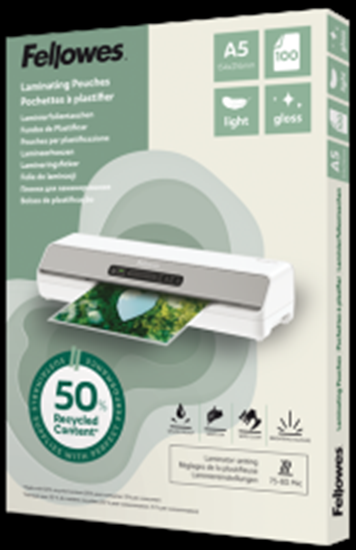 Picture of Laminēšanas plēves Fellowes Eco 100gab Gloss A5