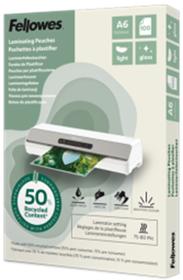 Picture of Laminēšanas plēves Fellowes Eco 100gab Gloss A6