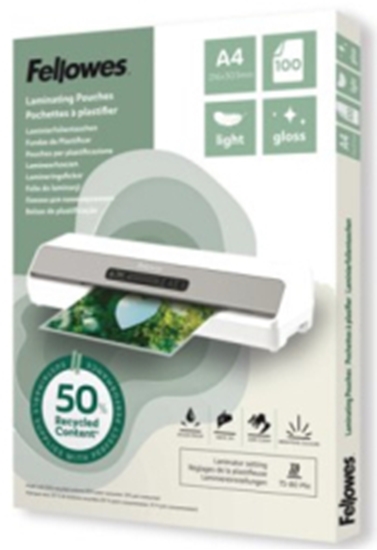 Изображение Laminēšanas plēves Fellowes Eco 100gab Glossy A4 