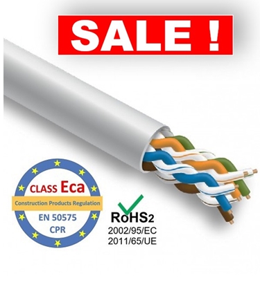 Изображение LAN datortīkla kabelis, Cat5E UTP, iekšdarbu montāžai, cena par metru, iepakojumā 305 m, CPR Eca