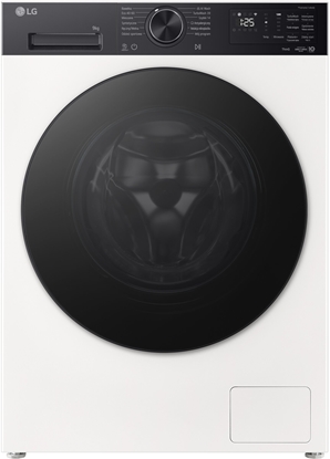 Attēls no LG Washing machine | F2X50S9THB | Energy efficiency class A | Front loading | Washing capacity 9 kg | 1200 RPM | Depth 48 cm | Width 60 cm | LED | Steam function | Direct drive | Wi-Fi | White