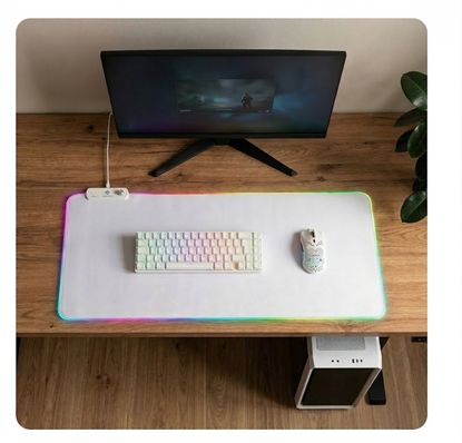 Attēls no Liela izmēra DELTACO peles paliktnis ar RGB apgaismojumu, 900x360x4 mm, 13 LED režīmi | DELTACO