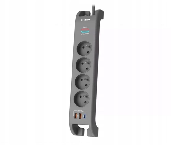 Picture of Listwa antyprzepięciowa 2m, 4 gniazda, 1xUSB-C, 2xUSB-A,PD 20W / QC 18W, 2400 J ochrony przeciwprzepięciowej 