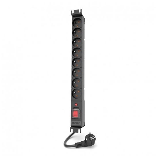 Picture of Listwa zasilajca Acar PDU RACK przeciwprzepiciowa 8 gniazd 1.5 m czarna (W2406)