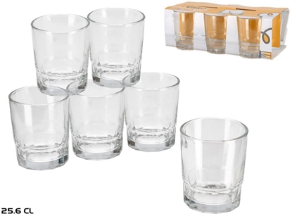 Attēls no Lumarko 6 zestaw szklanek do wody ze szka 256 ml 9 × 8 × 8 cm KITCHEN&GO 8430540233583 (8430540233583)