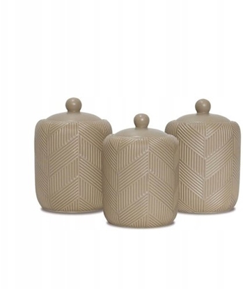 Attēls no Maestro Zestaw 3 pojemników ceramicznych na kaw herbat i cukier Geometry Beige MAESTRO MR-20004-03CS