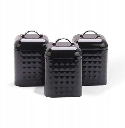Attēls no Maestro Zestaw pojemników kuchennych metalowe 3 sztuki czarne MAESTRO MR-1676-3S-BLACK