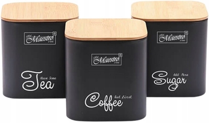 Attēls no Maestro Zestaw pojemników metalowych pojemniki kuchenne czarne 3SZT MAESTRO MR-1775-3S-BLACK