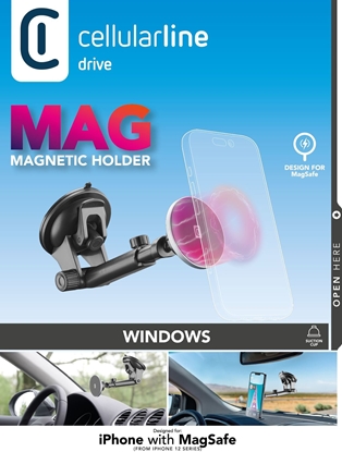Attēls no Magnetyczny uchwyt Cellularline Touch Mag Suction Cup z przyssawk do szka i wsparciem MagSafe czarny