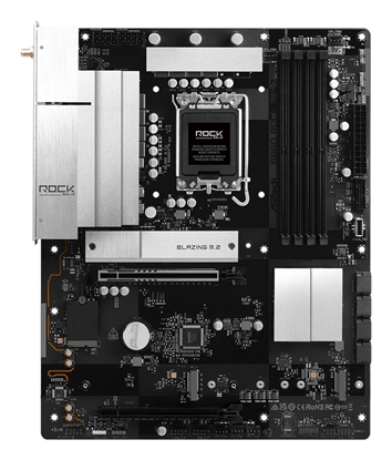 Attēls no Mainboard|ASROCK|B860 Rock WiFi 7|Intel B860|LGA 1851 (Socket V1)|ATX|RAM DDR5-SDRAM|4xSlots|Wi-Fi Yes|Bluetooth Yes|3xNumber of M.2 (M) slots|B860ROCKWIFI7