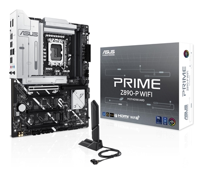 Изображение Mainboard|ASUS|Intel Z890|LGA1851|ATX|Memory DDR5|Memory slots 4|3xPCI-Express 4.0 16x|1xPCI-Express 5.0 16x|4xM.2|1xHDMI|1xDisplayPort|1xAudio-In|1xAudio-Out|1xMicrophone|4xUSB 2.0|2xUSB 3.0|1xUSB 3.1|1xUSB-C w/Thunderbolt|1xRJ45|PRIMEZ890-PWIFI