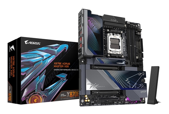 Picture of Mainboard|GIGABYTE|AMD X870E|Socket AM5|ATX|RAM DDR5-SDRAM|4xSlots|Wi-Fi Yes|Bluetooth Yes|5xNumber of M.2 (M) slots|GIGABYTE X870E AORUS MASTER X3D|X870EAMASTERX